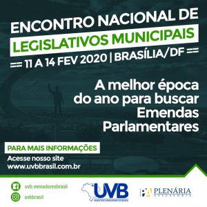 Encontro  Nacional de Legislativos Municipais  em Brasilia-DF  de 11 a 14 de fevereiro de 2020