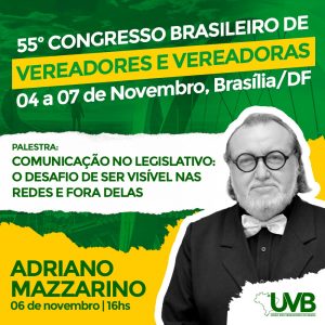O jornalista Adriano Mazzarino debaterá o tema Comunicação e Redes Sociais.