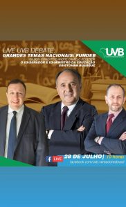 UVB realizará live para debater temas nacionais