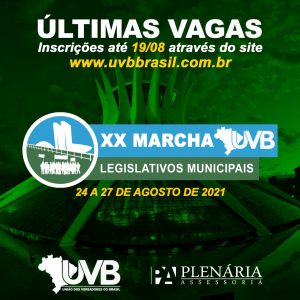 Ultimas vagas para XX Marcha dos Legislativos Municipais de 24 a 27 de agosto em Brasília