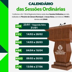 Câmara Municipal de Marechal Floriano/ES apresenta calendário das Sessões Ordinárias de 2023.