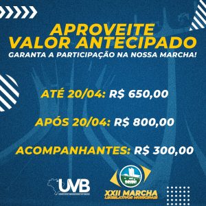 Aproveite o valor antecipado das inscrições para a XXII Marcha dos Legislativos Municipais