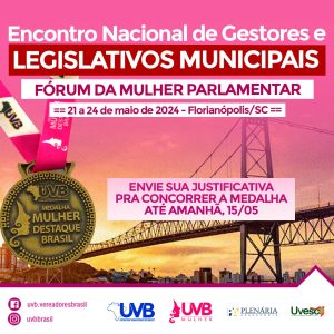 Medalha Mulher Destaque Brasil, inscrições até o dia 15 de maio